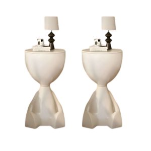 Todo Para El Hogar - El Guardián Sentado: Mesa De Arrimo Escultural Blanco Invierno