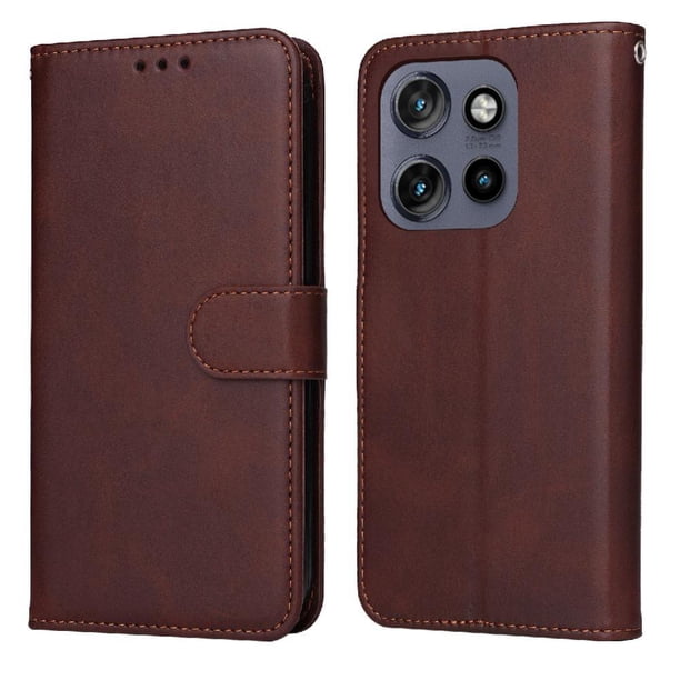 Funda Billetera para Motorola Edge 50 Neo 5G con Porta Tarjetas y Soporte Ajustable Marrón