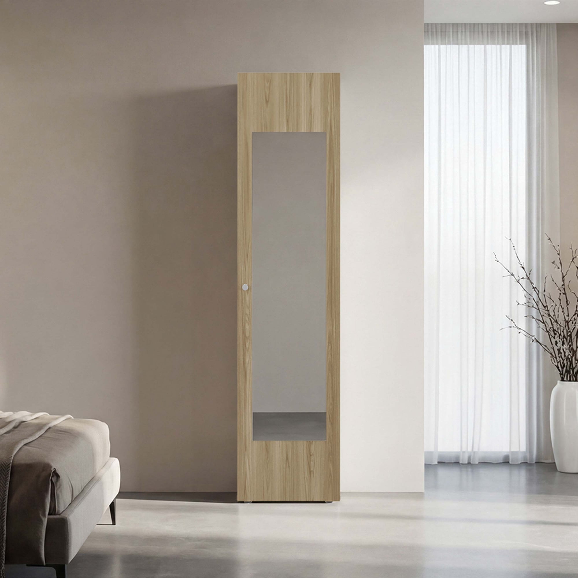Closet 1 Puerta Con Espejo Tuhome Dreams Fresno Y Blanco 170,0x40,0x40,2 Cm