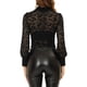 thumbnail image 3 of INSPIRE CHIC Blusa Floral de Encaje Semitransparente de Malla con Cuello Alto y Manga Larga para Mujer S Negro, 3 of 6