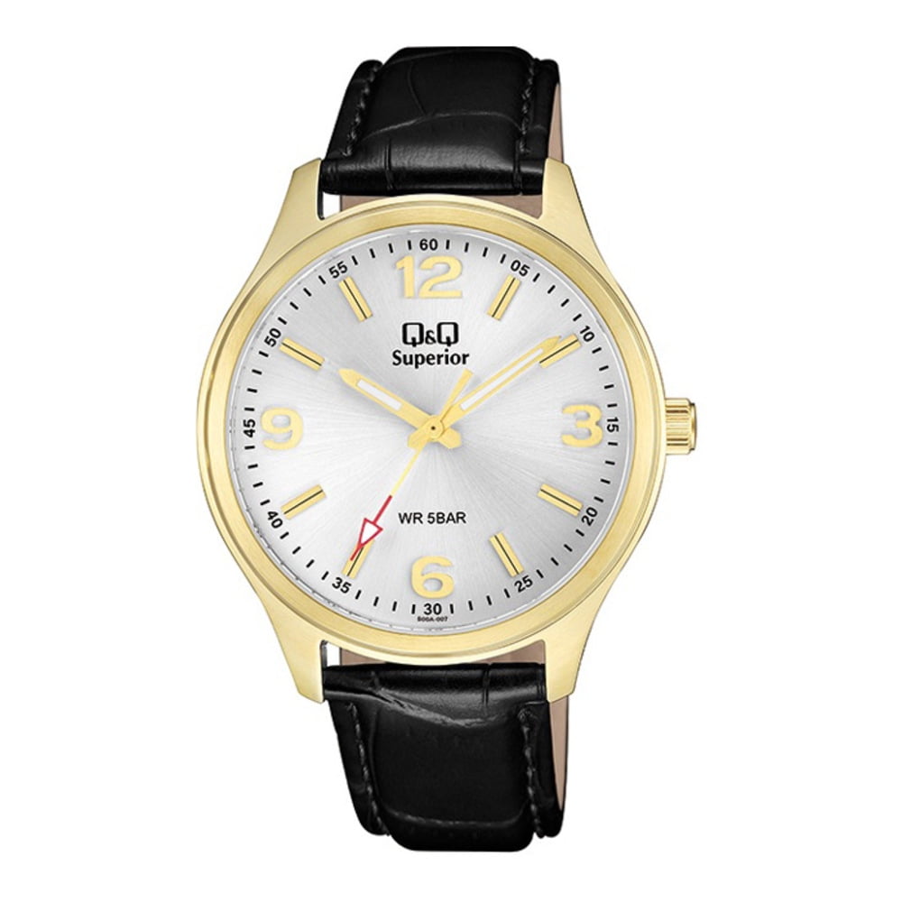 Q&q - Reloj S00a-007py Hombre Analogo Cuero
