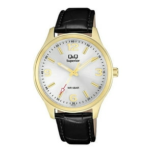 Q&Q - Reloj S00A-007Py Hombre Analogo Cuero
