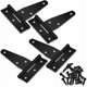 thumbnail image 1 of Paquete de 4 bisagras en T negras para cobertizo de jardín, bisagras de 3" para puerta de granero, bisagras en T resistentes, bisagras de metal con 24 tornillos, 1 of 5