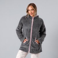 Poleron Coralfleece Con Gorro Flores Mujer 33751-67