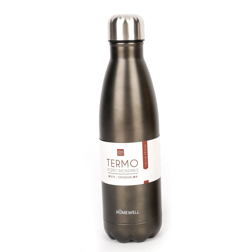 Homewell - Termo Acero Inoxidable Gris Doble Pared 500ml