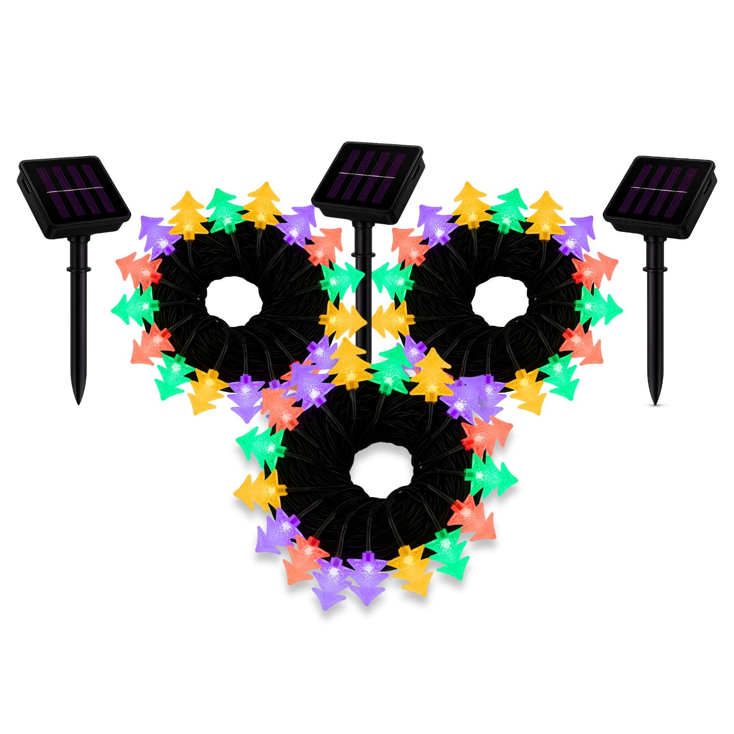 Disparo - Set 3 Luces Navidad Led Arboles Solar 4m Rgb Decoracion
