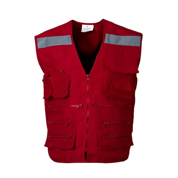 Chaleco Geólogo Poplin Multibolsillo rojo XL