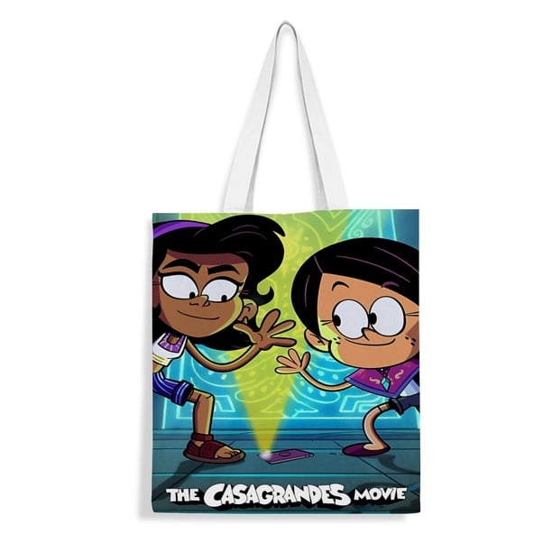 The Casagrandes Movie Bolso de tela con estampado de lienzo para mujer, bolsa de compras reutilizable y estética, con cremallera interior, regalo para mujer,40*40cm.