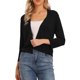 thumbnail image 1 of INSPIRE CHIC Cárdigan Recortado de Manga 3/4 para Mujeres Suéteres de Punto Ligero Abierto Bolero XS Negro, 1 of 6