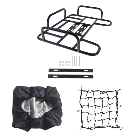 Magideal - Estante De Carga Trasero Para Bicicleta, Cesta Trasera Para Bicicleta, Impermeable, De Metal, De Gran Capacidad, Para Llevar, Cesta Trasera Para Bicic Con Cubierta De Lluvia Neta