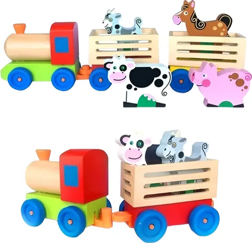 Genérico - Tren Madera Granja Con Animales