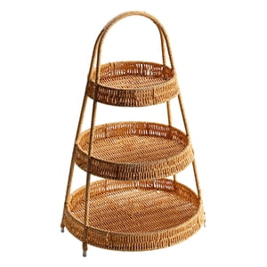 Bothyi - Cesta De Mimbre Tejida A Mano Para Servir Comida, Bandeja Para Aperitivos, Para Escritorio, Fiesta, Encimera, Café Claro, 3 Niveles