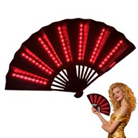 Unbrand - Led Light-Up Folding Fan - 24 Open Width Illuminated Hand Fan With Vibrant Color Display, Collapsible Design For Raves, Festivals, Stage Performances, Night Parties & Costume Events