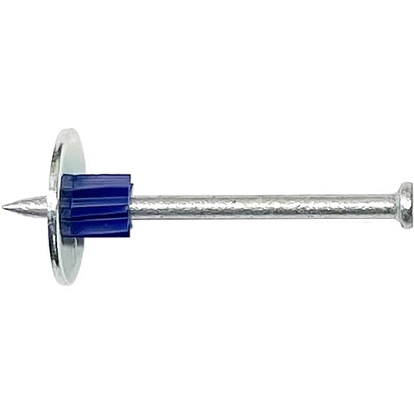 Clavija de accionamiento con arandela, acero de punta azul, 7,62 mm de profundidad x 6,35 cm de larg
