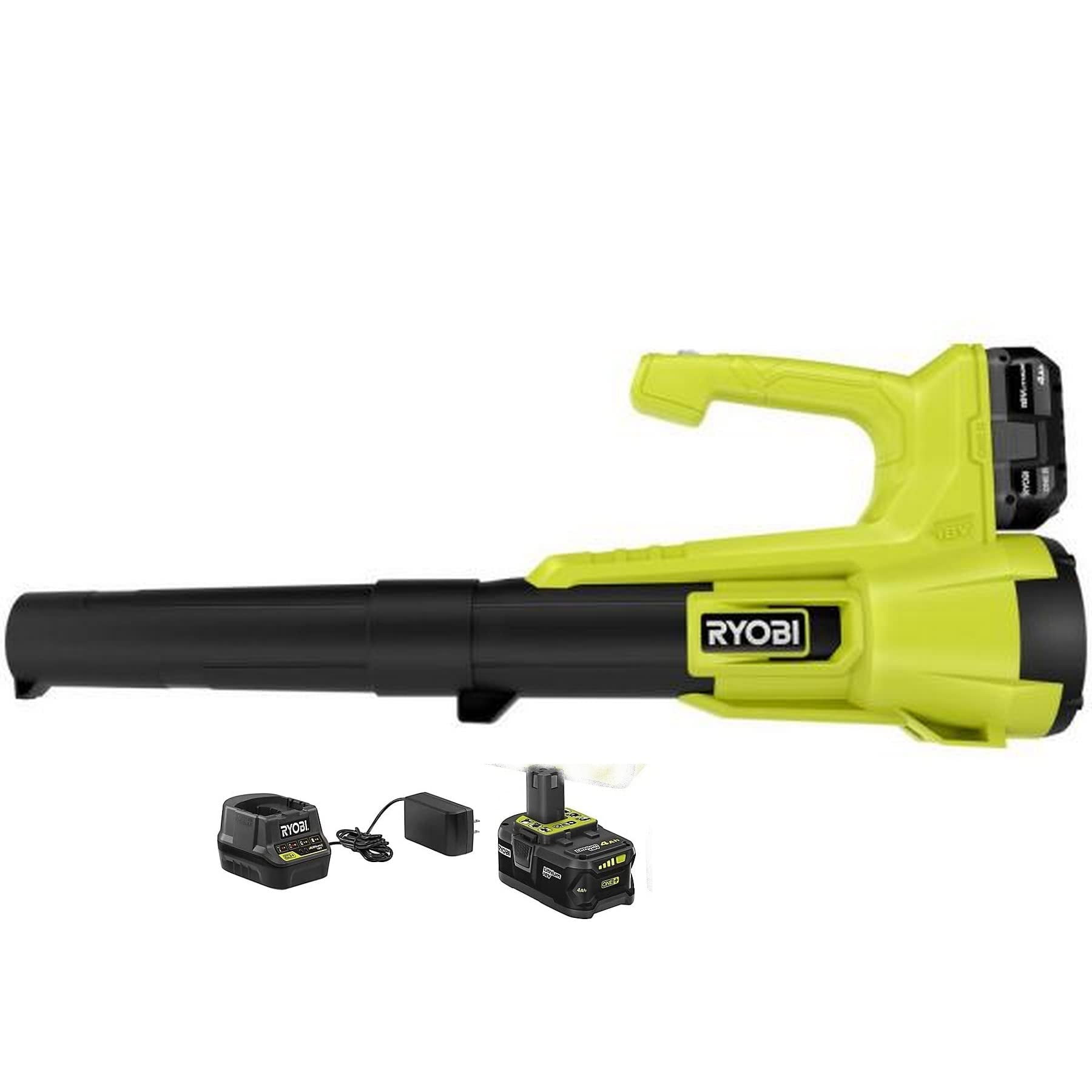 Sopladora De Hojas Ryobi One+ De 18 V, 90 Mph Y 250 Cfm Con Batería De 4,0 Ah
