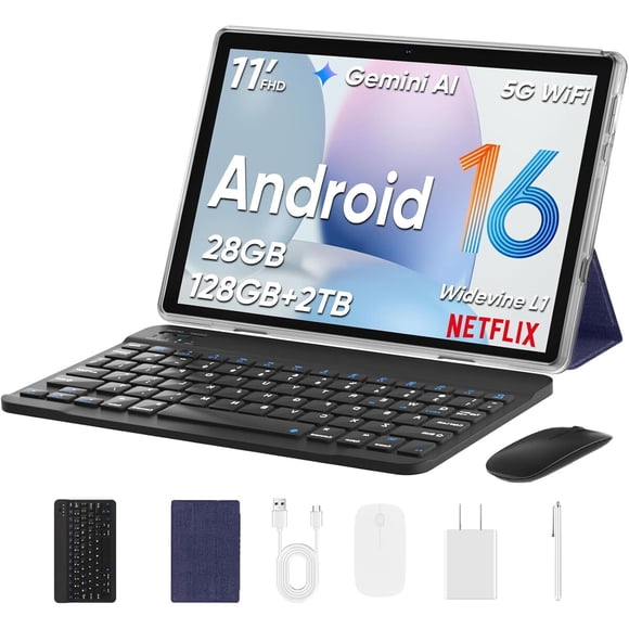 Tablet TUOHAITIME 11" Android 16 28GB 128GB WiFi 6 con Teclado