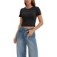 thumbnail image 2 of ATHLECHIC Camisetas Básicas de Verano para Mujer Crop Tops de Manga Corta con Costuras Cuello Redondo Ajustado Tops de Entrenamiento Y2k Camisetas S Negro, 2 of 5
