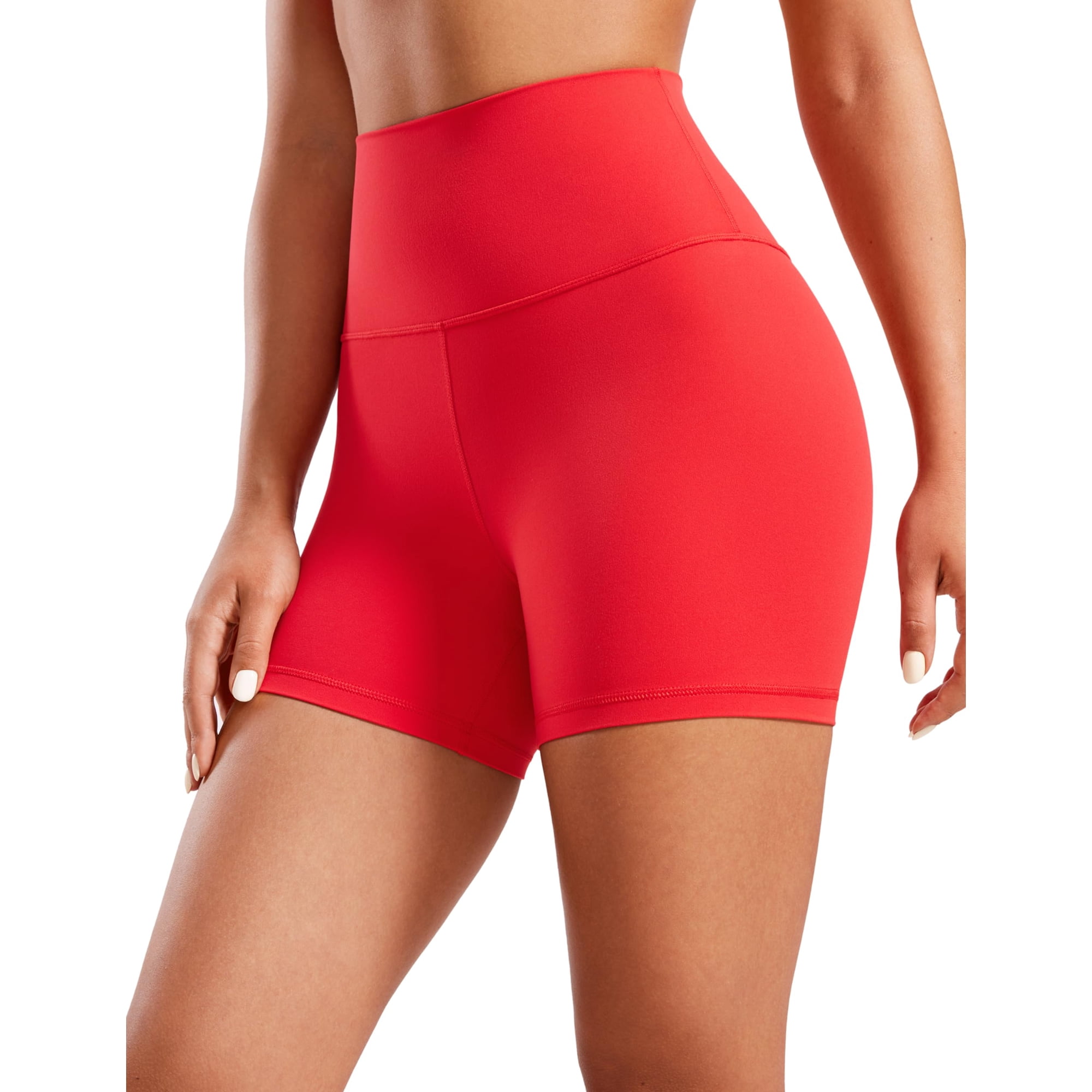 Shorts Crz Yoga Butterluxe Tiro Alto 10 Cm Rojo Mediano