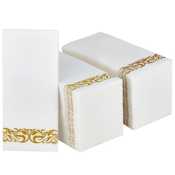 Toallas Desechables Para Invitados Paquete De 200 Unidades Blanco dorado