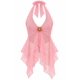 thumbnail image 2 of Blusa Top Mujer Transparente Asimétrico Con Aplique Verano rosa Talla Única, 2 of 3