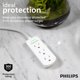 thumbnail image 3 of Cable de extensión Philips de 3 salidas de 2,4 m con protección contra sobretensiones, color blanco, 3 of 6