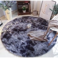 Bj Hogar - Alfombra Redonda 1 Metro Plomo Oscuro Jaspeado