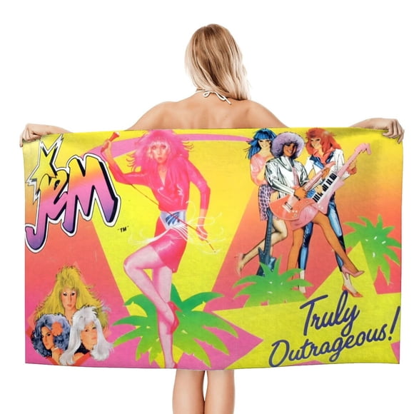 Jem y las Hologramas Toalla de playa de secado rápido con diseño temático, regalo para mujeres y niñas, ideal para cumpleaños, fans, amantes de la música, uso en la playa o al aire libre, 78 × 160 cm