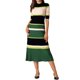 thumbnail image 2 of INSPIRE CHIC Vestidos de Punto a Rayas para Mujer de Manga Corta Midi Vestido Suéter de Canalé XL Verde, 2 of 6