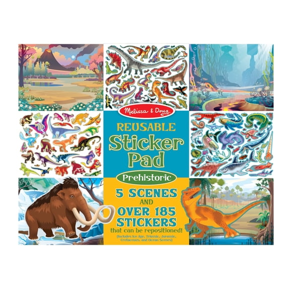 Bloc adhesivo reutilizable Melissa & Doug Prehistoric con más de 185 pegatinas