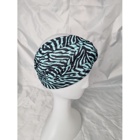 Turbante cintillo clínico lycra cebra verde agua negro