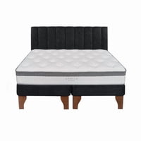 5° Sueño - Cama Europea Stella 2 Plazas + Respaldo Tubular Madera Negro