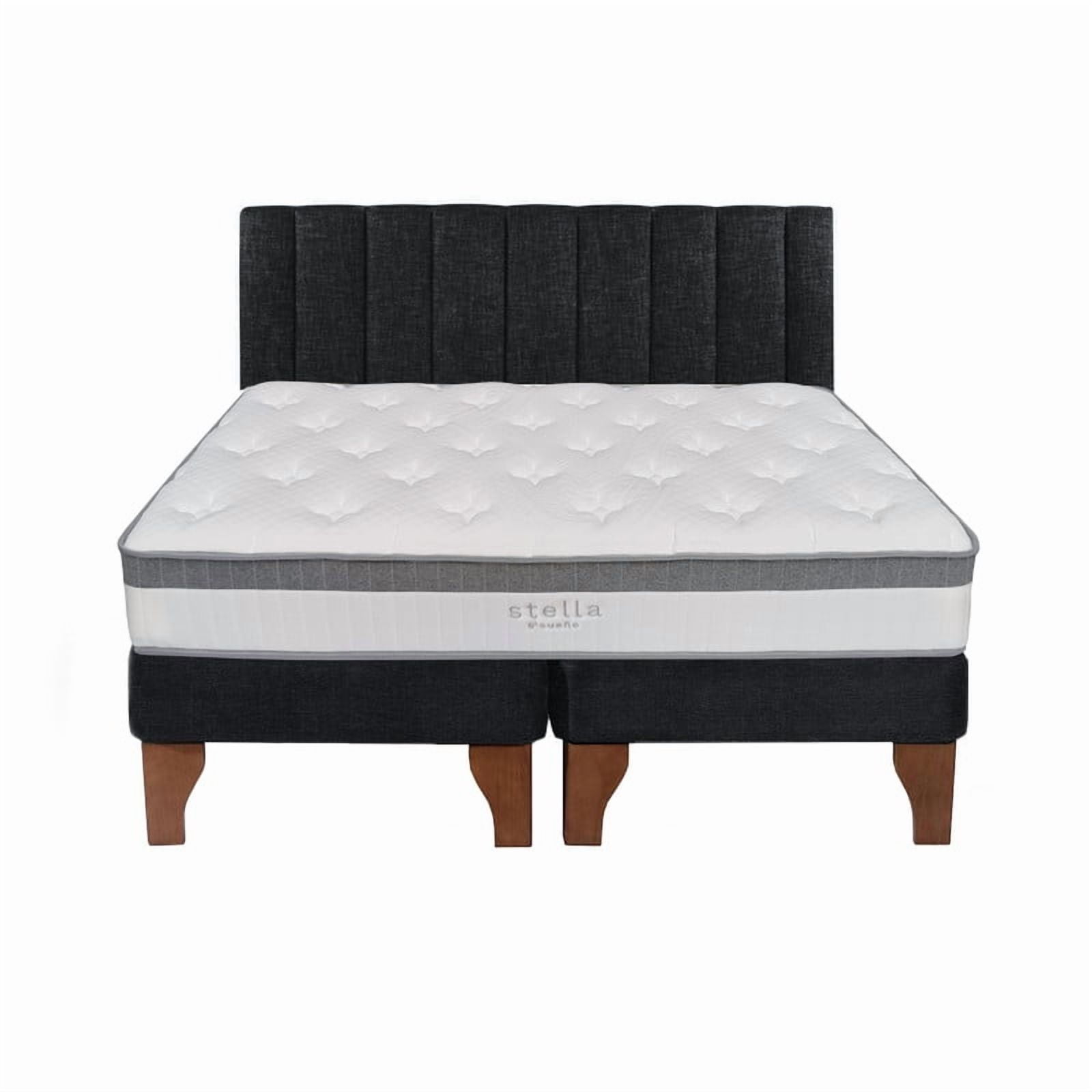 5° Sueño - Cama Europea Stella 2 Plazas + Respaldo Tubular Madera Negro
