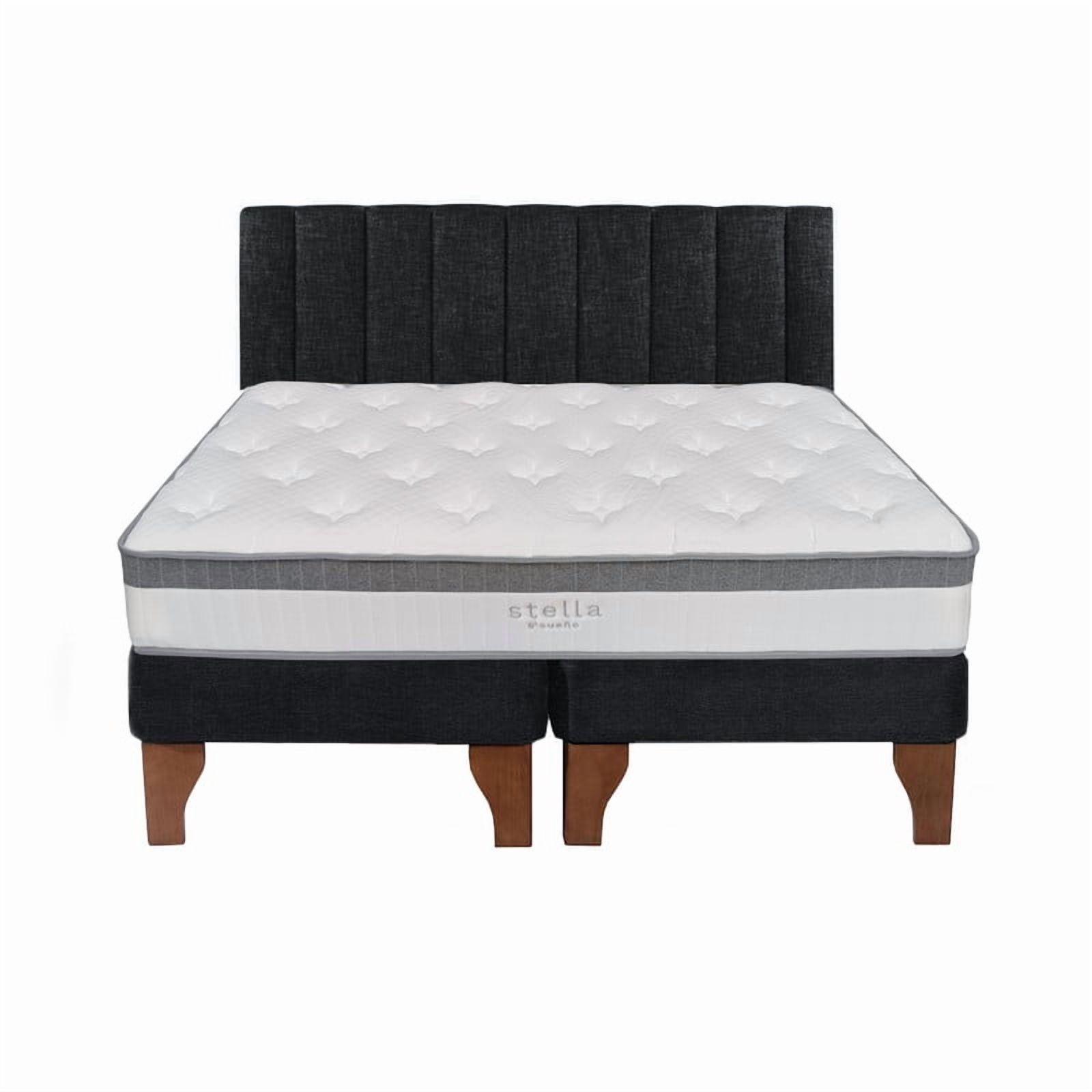 5° Sueño - Cama Europea Stella 2 Plazas + Respaldo Tubular Madera Negro