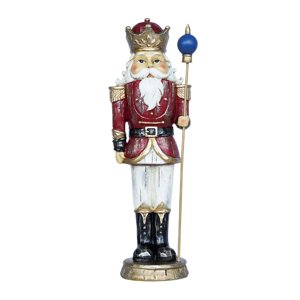 Magideal - 25,5 Cm Cascanueces De Madera King Solider Figurita Presente Muñeca Pintada A Mano Exhibición Vacaciones Fiesta En Casa Navidad Cascanueces Ornamento , Rojo