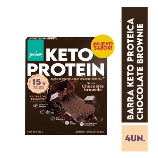 Barra De Proteína Keto Protein Sabor Chocolate Brownie Pack 4 Caja 160 g Granolin