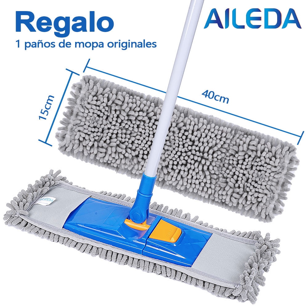 Mopa Azul Con Palo Telescópico 40 Cm Aileda Mopa Completa Microfibra Húmeda Y Seca