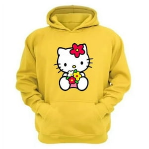 Genérico - Polerón Canguro Gatita Kitty Amarillo Talla Xs Unisex