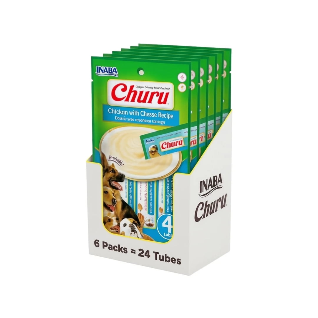 Caja Churu Perros Pollo - Queso 6 Un. (24 Tubos X 14 Grs.)