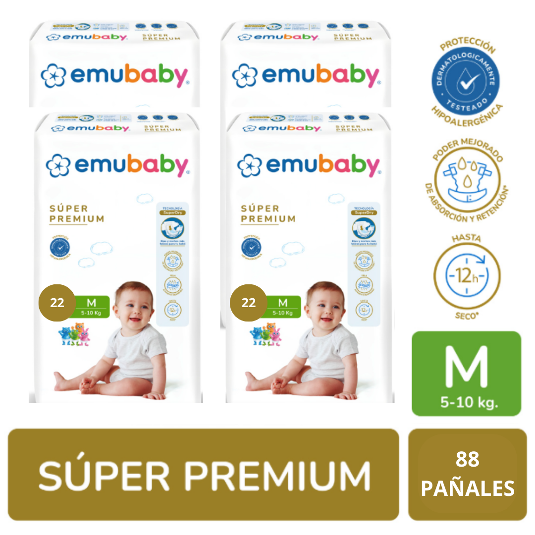 Emubaby Premium M X4 Paquetes 88 Pañales