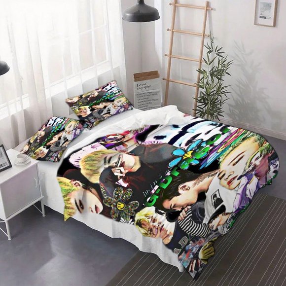 3pcs G-Dragon Multi-Style Collage Art Poster Duvet Cover Set - Includes Duvet Cover And Pillowcases (No Insert) Suitable for Home Bedrooms