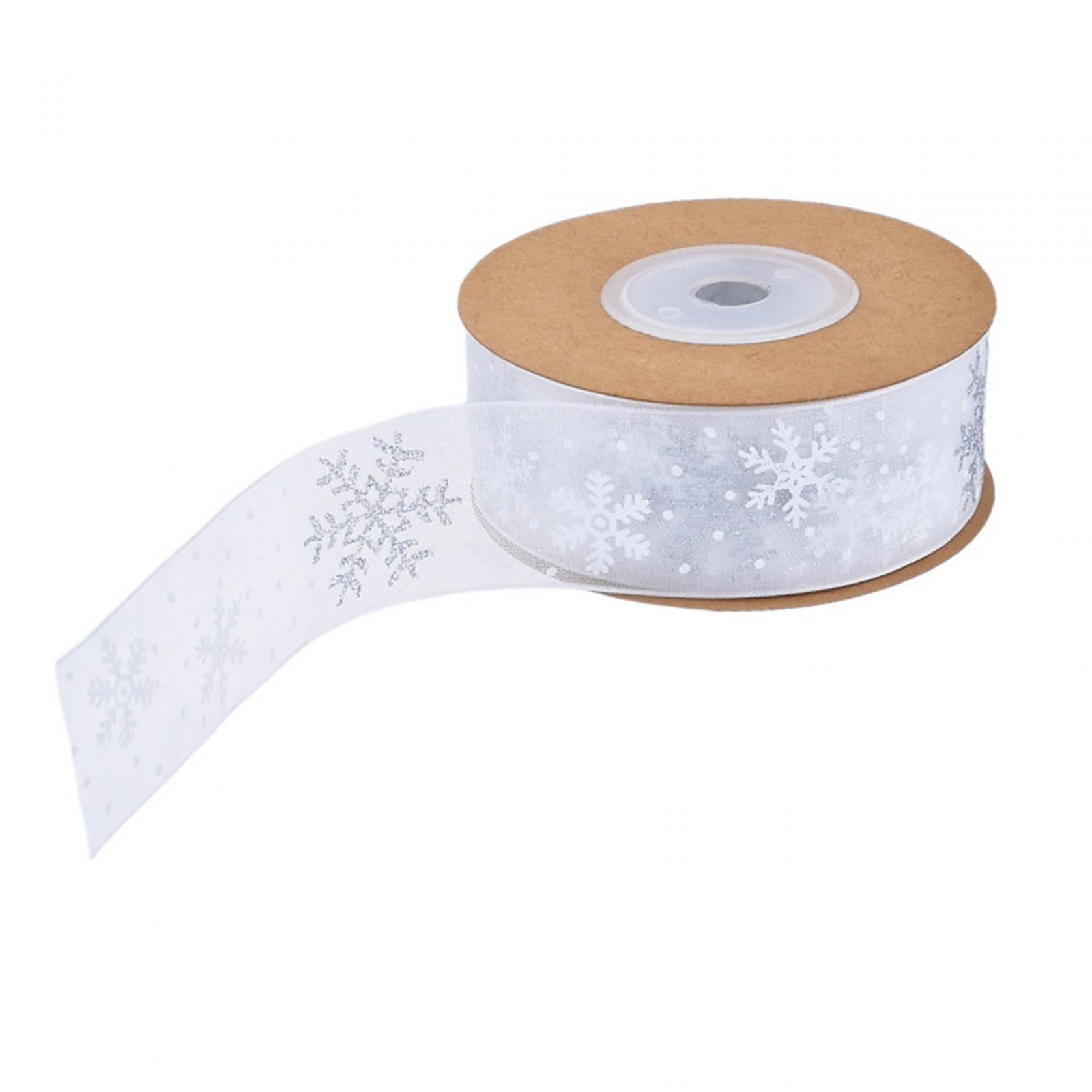Magideal - Cinta Impresa, Copos De Nieve Navideños, Decoraciones Navideñas Decoraciones Para Árboles De Navidad, Cintas Para Árboles De Navidad Cintas De Copos Blanco