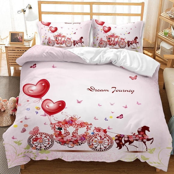 Valentine's Day series Quilt Duvet Cover Set Super Doona Cover3-Piece Bedding Set