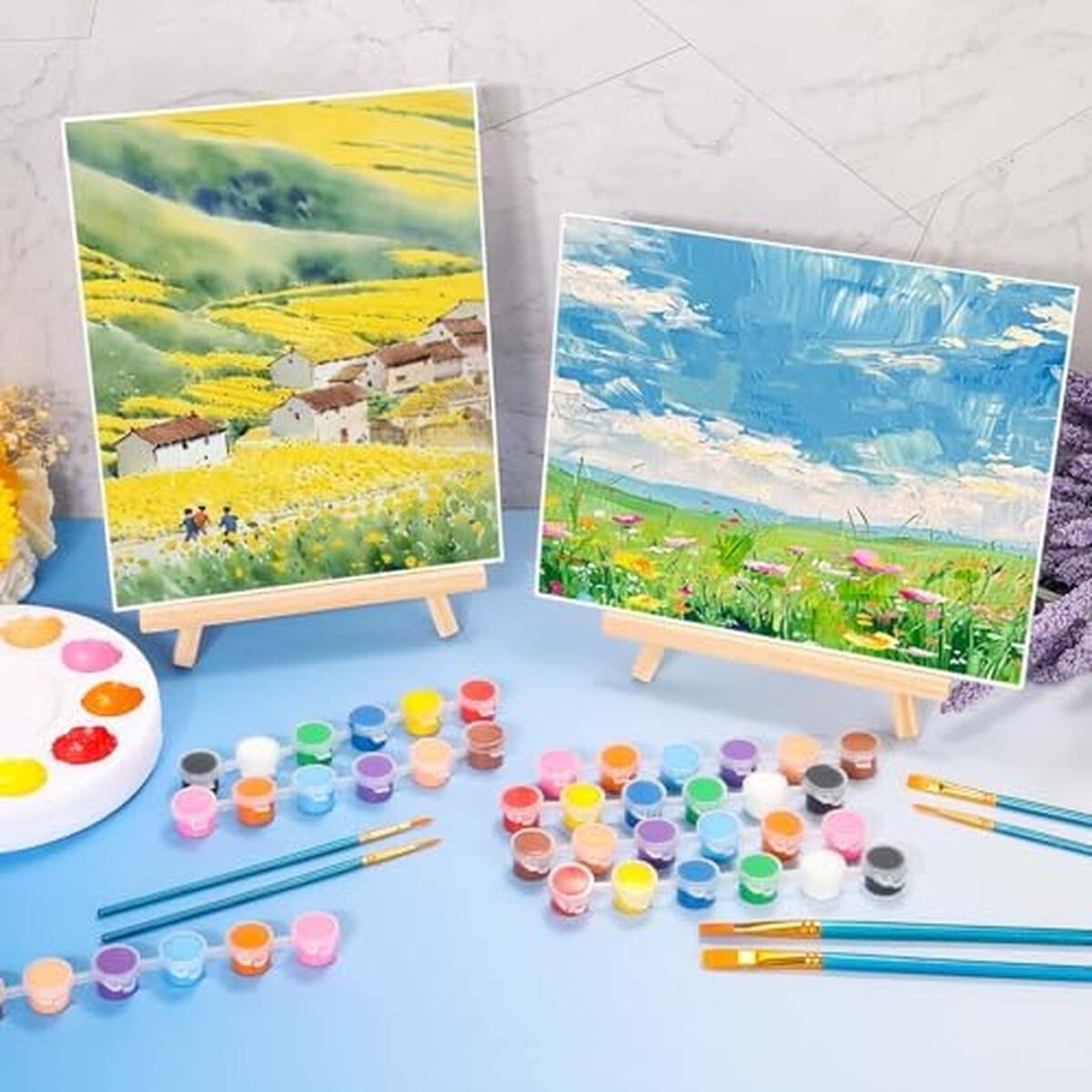 Kit Pintura Shynek 150 Piezas Lienzo 25x20cm Caballete Acralico