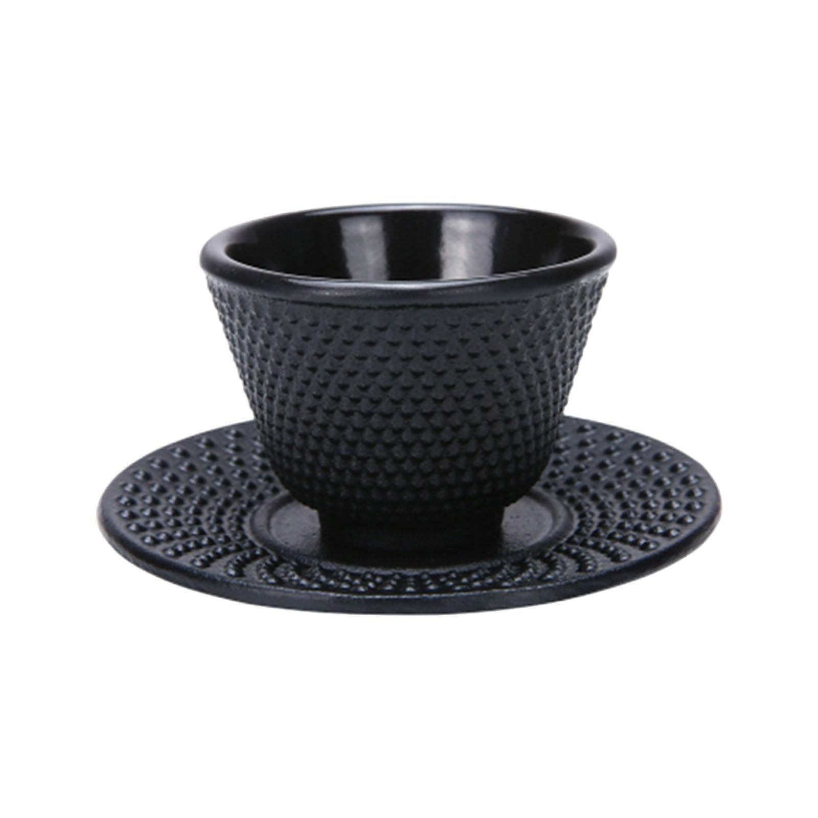 Magideal - Taza De Té De Hierro Fundido Con Posavasos, Taza De Té Retro, Artículos De Té Creativos, Taza De Té Decorativa, Taza De Oficina, Taza De Té De Kung Fu Posavasos Redondo