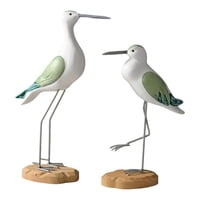 Magideal - 2 Piezas Figurinas De Gaviota Artesanía De Madera Estatua De Pájaro Rústica Decoración Del Océano Con Detalles Realistas Adecuado Para La Sala Y El C Verde Blanco