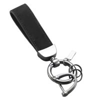 Ioensy - Pu Cuero Llavero Decoración Regalo Llavero Clip Para Mochila Monedero Bolso Negro