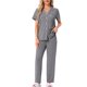 thumbnail image 2 of INSPIRE CHIC Conjunto de Pijama para Mujer con Manga Corta, Camisa Abotonada con Ribete en Contraste y Pantalones Largos para Estar en Casa M Gris Oscuro, 2 of 6