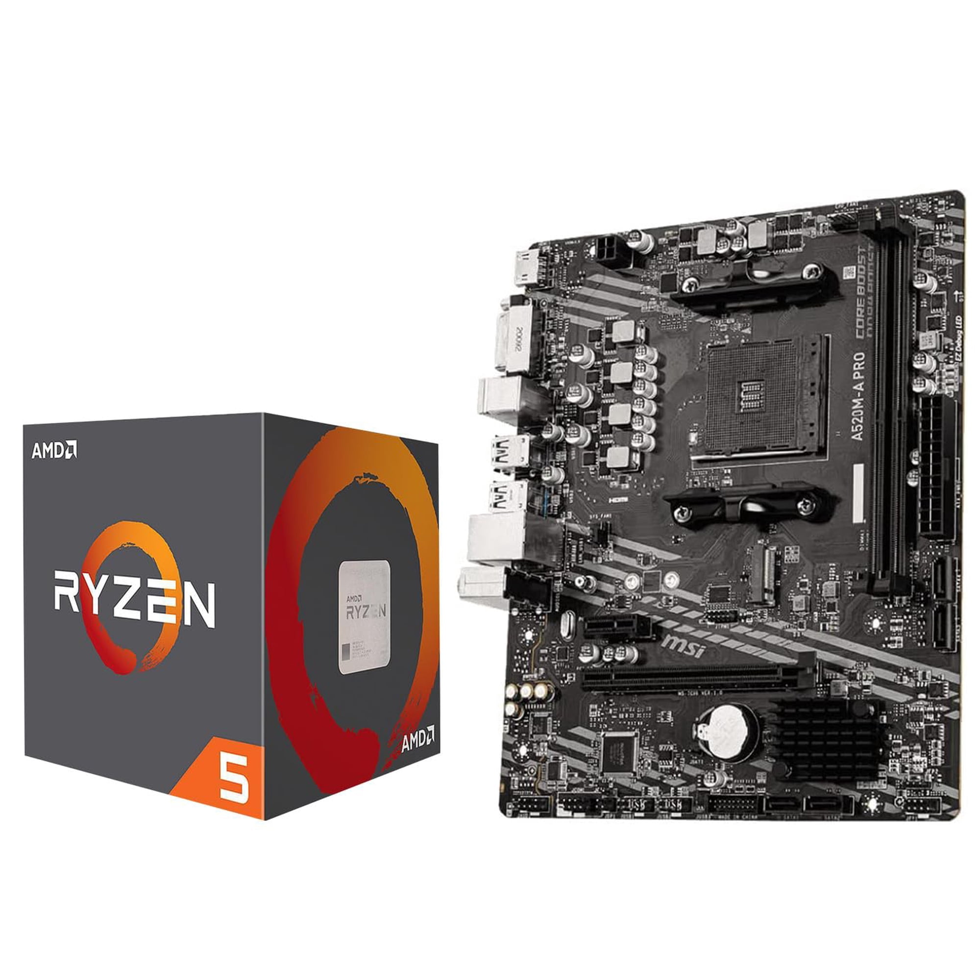 Inland Products - Procesador Amd Ryzen 5 5500 Desbloqueado Con Msi A520m-a Pro