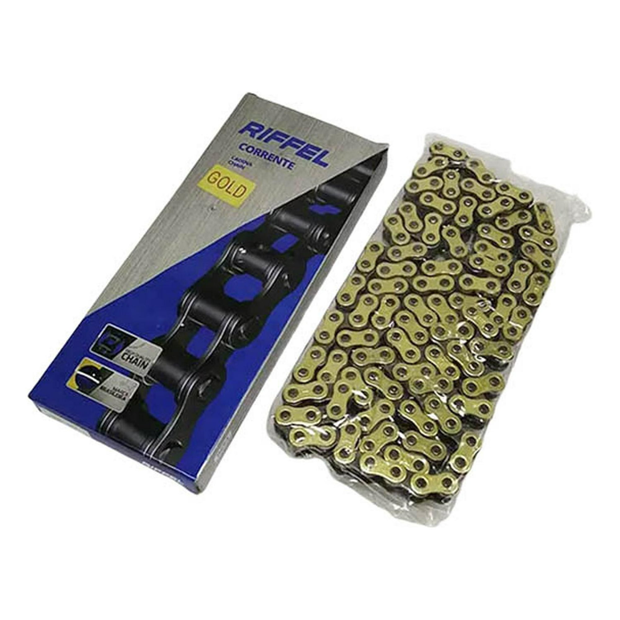 Genérico - Cadena Moto Reforzada Con Oring Dorada 428 X 140 C/ Seguro