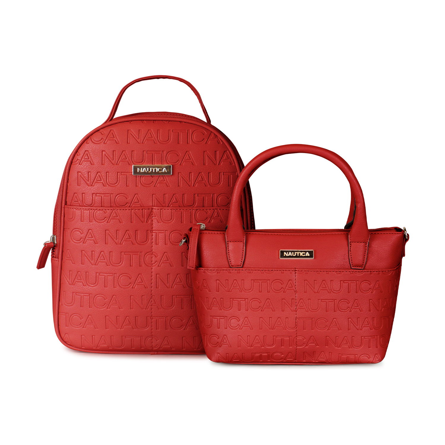 Pack Nautica Mochila Queen + Bolso Tipo Cartera Delray Rojo